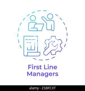 First line managers blue gradient concept icon Stock Vector