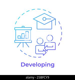 Developing blue gradient concept icon Stock Vector