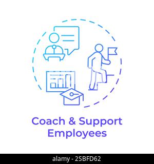 Coach and support employees blue gradient concept icon Stock Vector