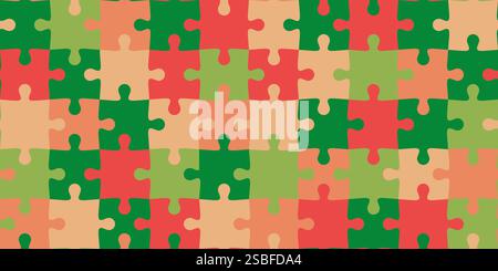 Jigsaw puzzle game seamless background: teamwork, solution and creativity concept Stock Vector