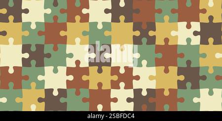 Jigsaw puzzle game seamless background: teamwork, solution and creativity concept Stock Vector