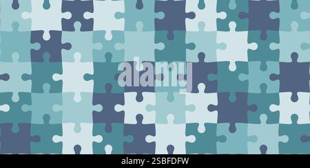 Jigsaw puzzle game seamless background: teamwork, solution and creativity concept Stock Vector