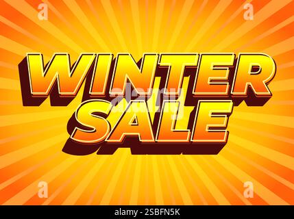 Winter sale. Text effect design for digital ads promotion Stock Vector