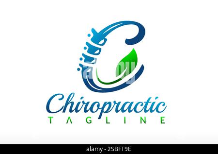 Chiropractic logo design, letter c chiropractic logo, holistic logo, holistic chiropractic healing logo, green chiropractic, medical and healthcare, Stock Vector