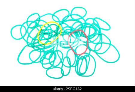 light blue elastic bands on white background Stock Photo