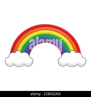Rainbow Flat style with clouds Stock Vector