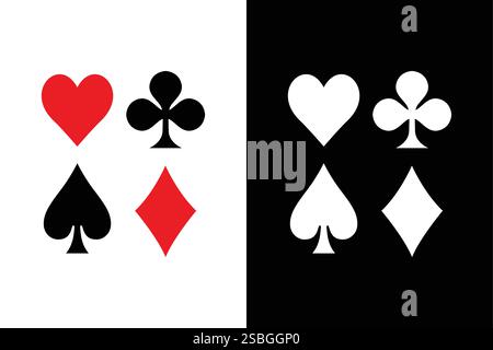Card suit icons vector. clubs diamonds hearts spades icons. Casino Poker and gambling graphic elements Stock Vector