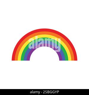 Rainbow Flat style with clouds Stock Vector