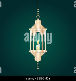 Islamic Arabic lantern. Translation: Ramadan Kareem Stock Vector
