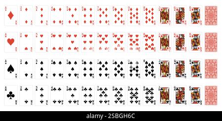 Set of poker cards with isolated on white background. Poker playing cards Stock Vector