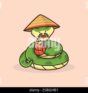 Illustration of cute snakes. Cartoon vector illustration isolated on white background Stock Vector