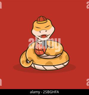 Illustration of cute snakes. Cartoon vector illustration isolated on white background Stock Vector