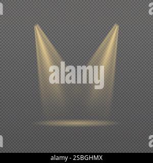 ellow spotlight. Light effect vector on transparent background Stock Vector