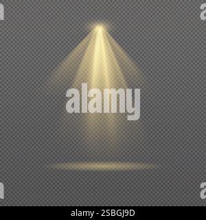ellow spotlight. Light effect vector on transparent background Stock Vector