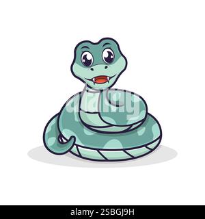 Illustration of cute snakes. Cartoon vector illustration isolated on white background Stock Vector