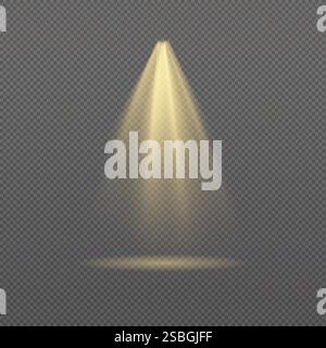 ellow spotlight. Light effect vector on transparent background Stock Vector