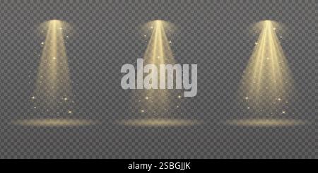 ellow spotlight. Light effect vector on transparent background Stock Vector