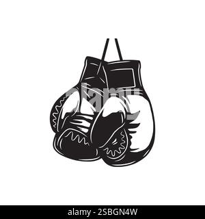 Hanging boxing gloves concept. Boxer gloves design illustration, vector. Stock Vector