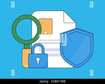 Protect intellectual property flat vector concept operation hand drawn illustration Stock Vector
