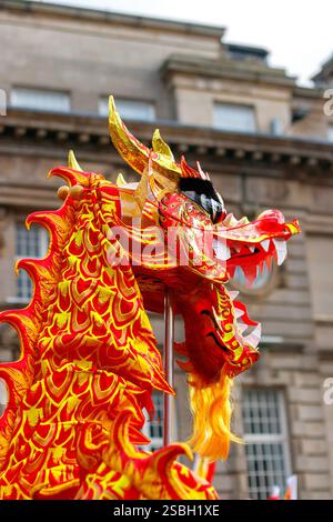 traditional dragon or loong at Chinese new year parade CNY 2025 in Newcastle upon tyne, uk - year of the snake Stock Photo