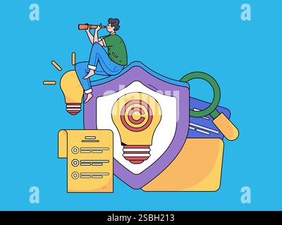 Protect intellectual property flat vector concept operation hand drawn illustration Stock Vector