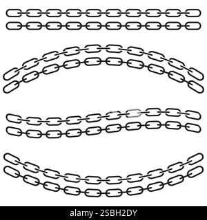 Chain design collection. Interlocking chain links. Simple bold pattern. Vector illustration. Stock Vector