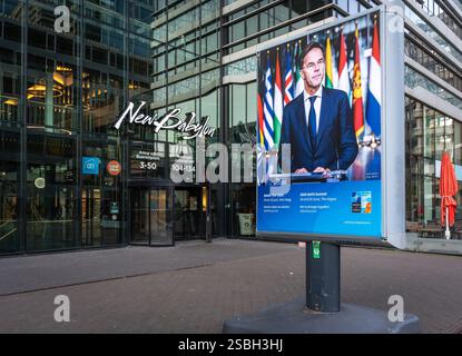 The Hague, The Netherlands, 02.02.2025, Billboard for upcoming  NATO summit in The Hague featuring current secretary general of NATO Mark Rutte Stock Photo