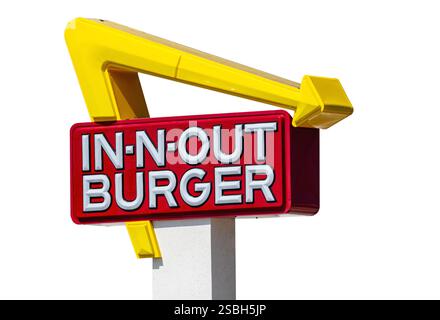 In N Out Burger sign on white background Stock Photo