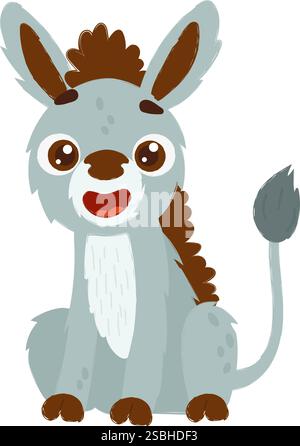Cute donkey is sitting cartoon vector for coloring Stock Vector Image ...