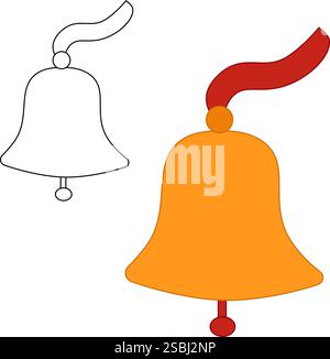 Bulls bell graphic line vector illustration isolated icon. notification bell vector icon for web design isolated on white background Stock Vector