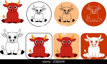 Cute Bull logo design. Vector graphic line editable logo Stock Vector