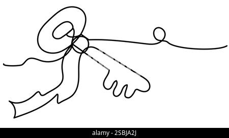 Key with flight one line on a white background.  Stock Vector