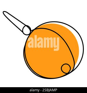 Orange enema in one line on a white background.  Stock Vector