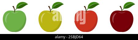 Apple icon. Set of simple multi-colored apples icons. Isolated apple symbol. Vector illustration Stock Vector