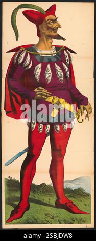 Carnival figure dressed as Mephistopheles. Created by printmaker Ren√© Ackermann (1853-1913), circa 1906-13. Stock Photo