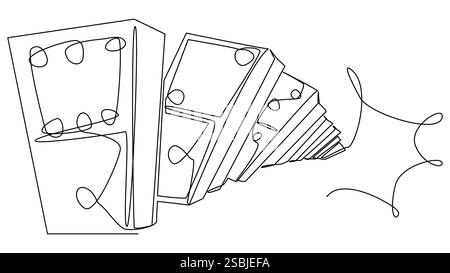 Scattered dominoes in one line on a white background.  Stock Vector