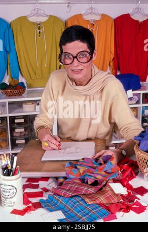 Liz Claiborne (1929-2007), fashion designer and businesswoman, in 1982. Claiborne was the first woman to become chair and CEO of a Fortune 500 company, Liz Claiborne Inc. Photographed by Bernard Gotfryd. Stock Photo