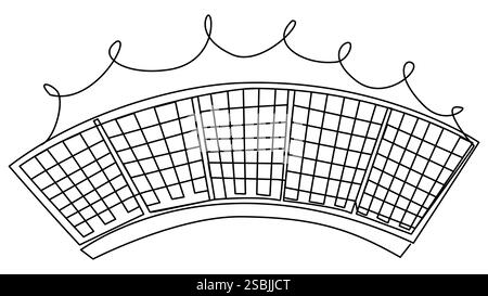 Doodle solar panels in one line on a white background.  Stock Vector