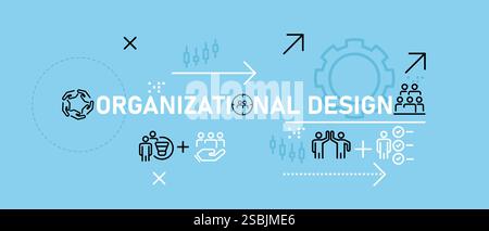 Organizational Design conceptual work organization teamwork relation job network connection development hierarchy performance group people group Stock Vector