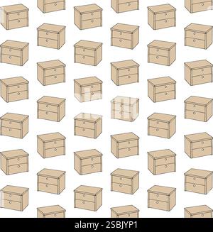 Vector seamless pattern of hand drawn nightstand Stock Vector