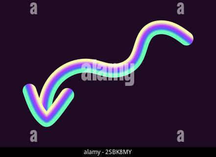 vibrant neon vector design featuring arrows in various shapes and directions. arrows have glowing gradient effect, combining light hues of yellow, ora Stock Vector
