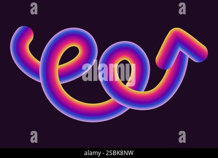 vibrant neon vector design featuring arrows in various shapes and directions. arrows have glowing gradient effect, combining light hues of yellow, ora Stock Vector