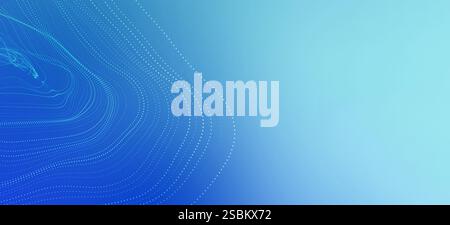 Dynamic wavy pattern created by dots forming concentric circles on a gradient blue background, ideal for technology or abstract concepts Stock Photo