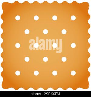 Square cracker. Sweet or salty biscuit cookie. Popular crunchy snack isolated on white background. Vector cartoon illustration. Stock Vector