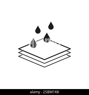 Waterproof layer symbol. Liquid resistance icon. Droplet on layers. Vector illustration. Stock Vector