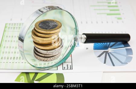 Graphs tables and documents laid on the table Stock Photo