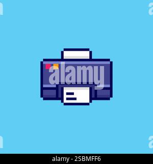 Pixel art Printer Icon game asset design Stock Vector