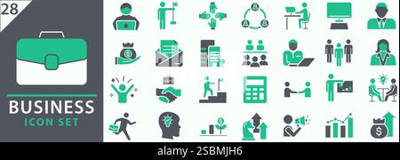 Business icon set. Business team, meeting, partnership, startup, planning, company, management, profit and successful key icons. Set icons vector coll Stock Vector