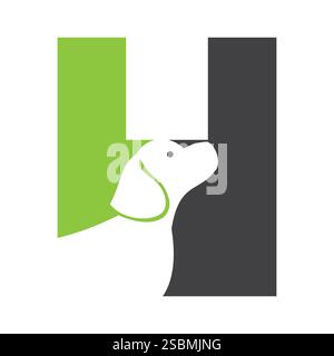 Initial Letter H Pet Logo Concept With Dog Head Symbol Vector Template Stock Vector