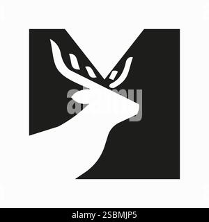 Initial Letter M Deer Logo Concept With Minimal Deer Head Symbol Vector Template Stock Vector